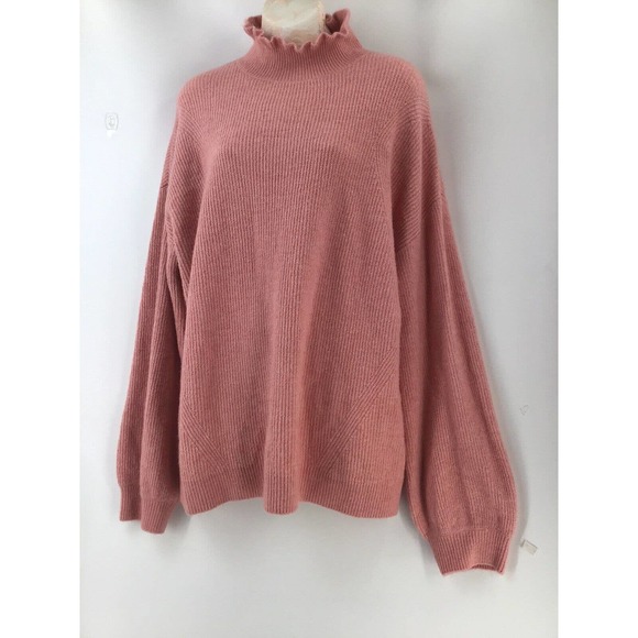 Halogen Sweater Women Size X1 Wool Blend Ruffles Neck Blush - Picture 4 of 16